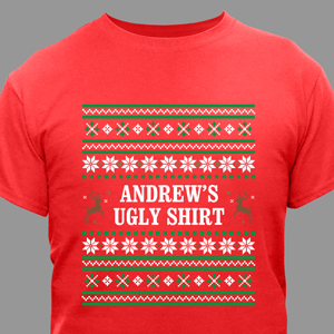 Personalized Ugly Sweater Adult T-shirt | Personalized Christmas T-Shirt